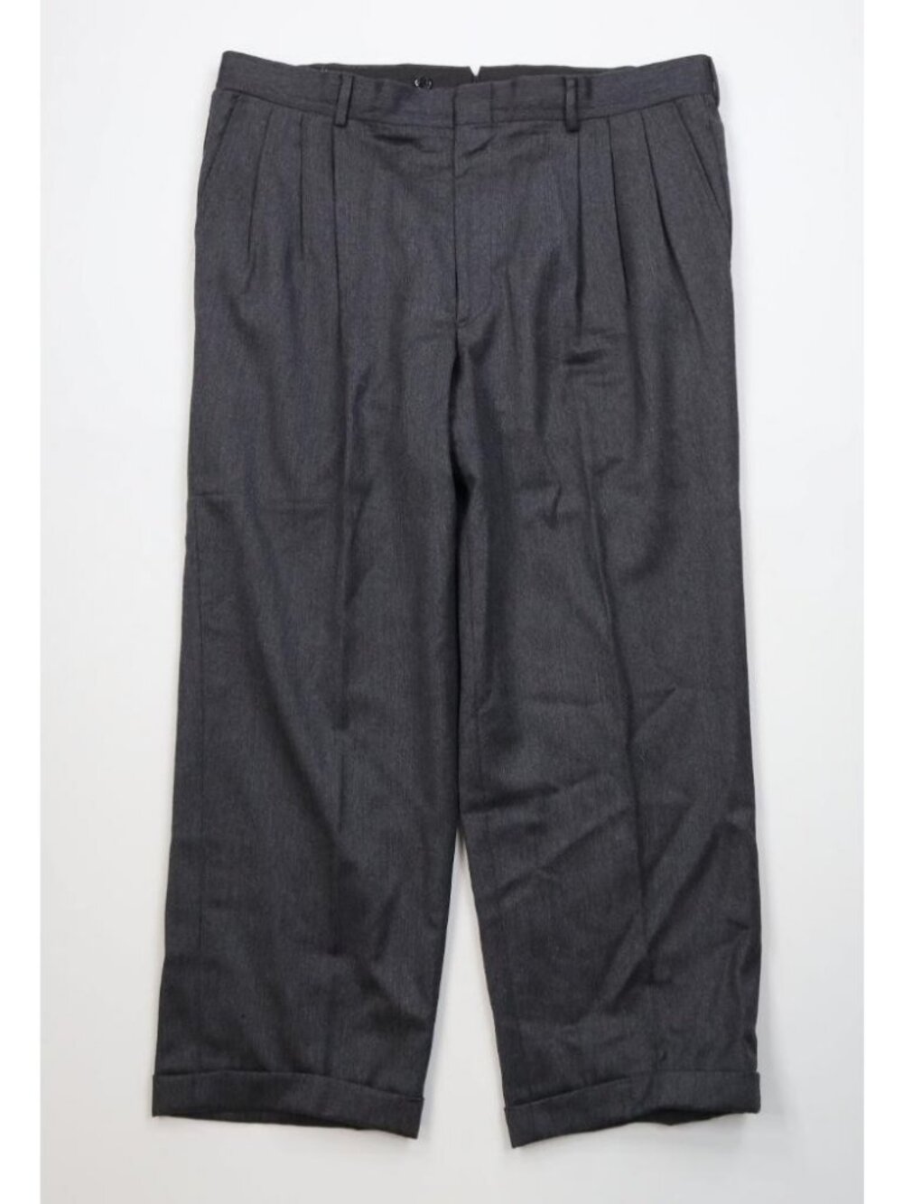 Vtg 70s Union Made Mens 40x27 Distressed Wool Pleated Wide Leg Chino Pants USA
